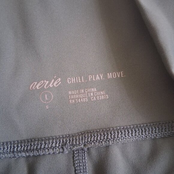 Aerie Women's Size Large Dark Sage Green Chill Play Move Mesh Biker Shorts - Picture 3 of 14